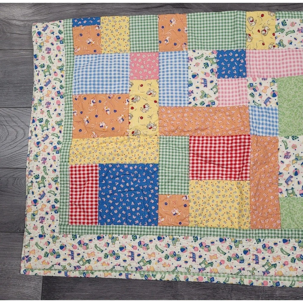 Patchwork Baby Blanket Quilt Multi-color Approximately 50 x 41 inches